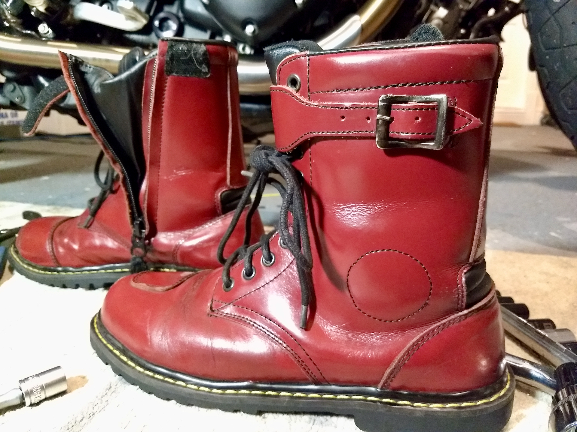 Cherry Red Spada Pilgrim Grande Boots Review Beginner Biker Adventures