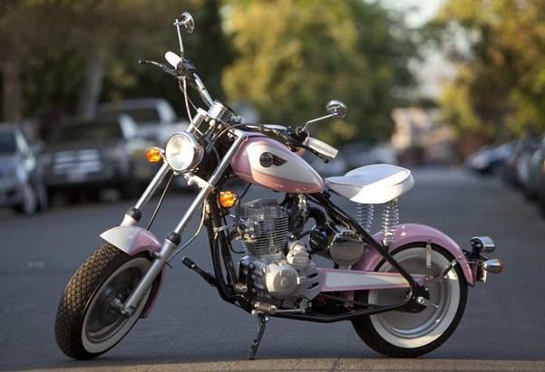 pink chopper motorcycle
