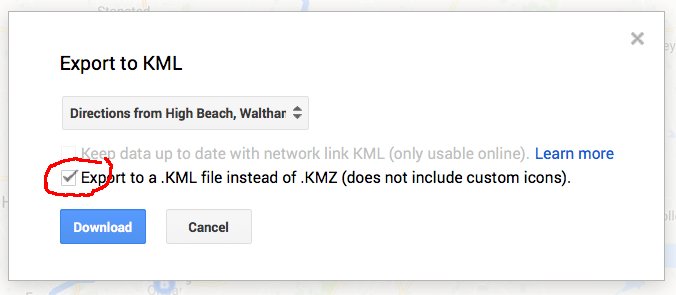Google My Maps Export to KML options