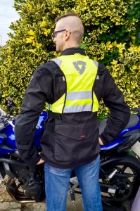 Rev'it Sand 3 jacket black with Hi-Vis connector vest (back)