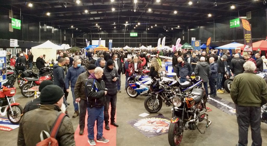 A large hall full of classic bike and local clubs